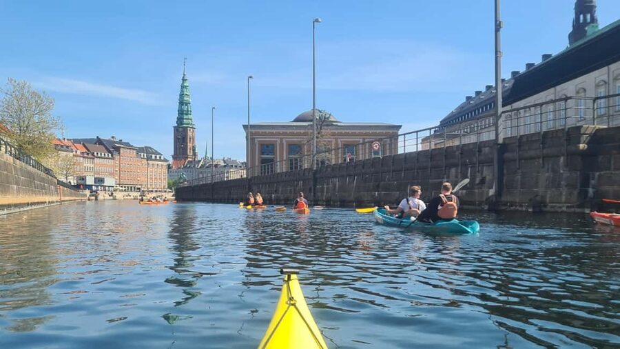 Kayak Tour in Copenhagen Harbor - June, July and August - Børsen and C. F. Tietgens Hus from the water